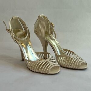 BCBG Cream Ankle Strap Heels